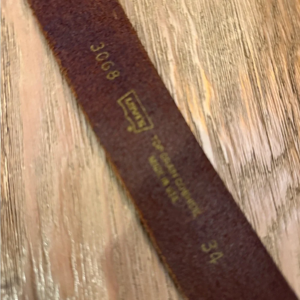 Levi's Brown Leather Belt All Over Logo Distressed Buckle